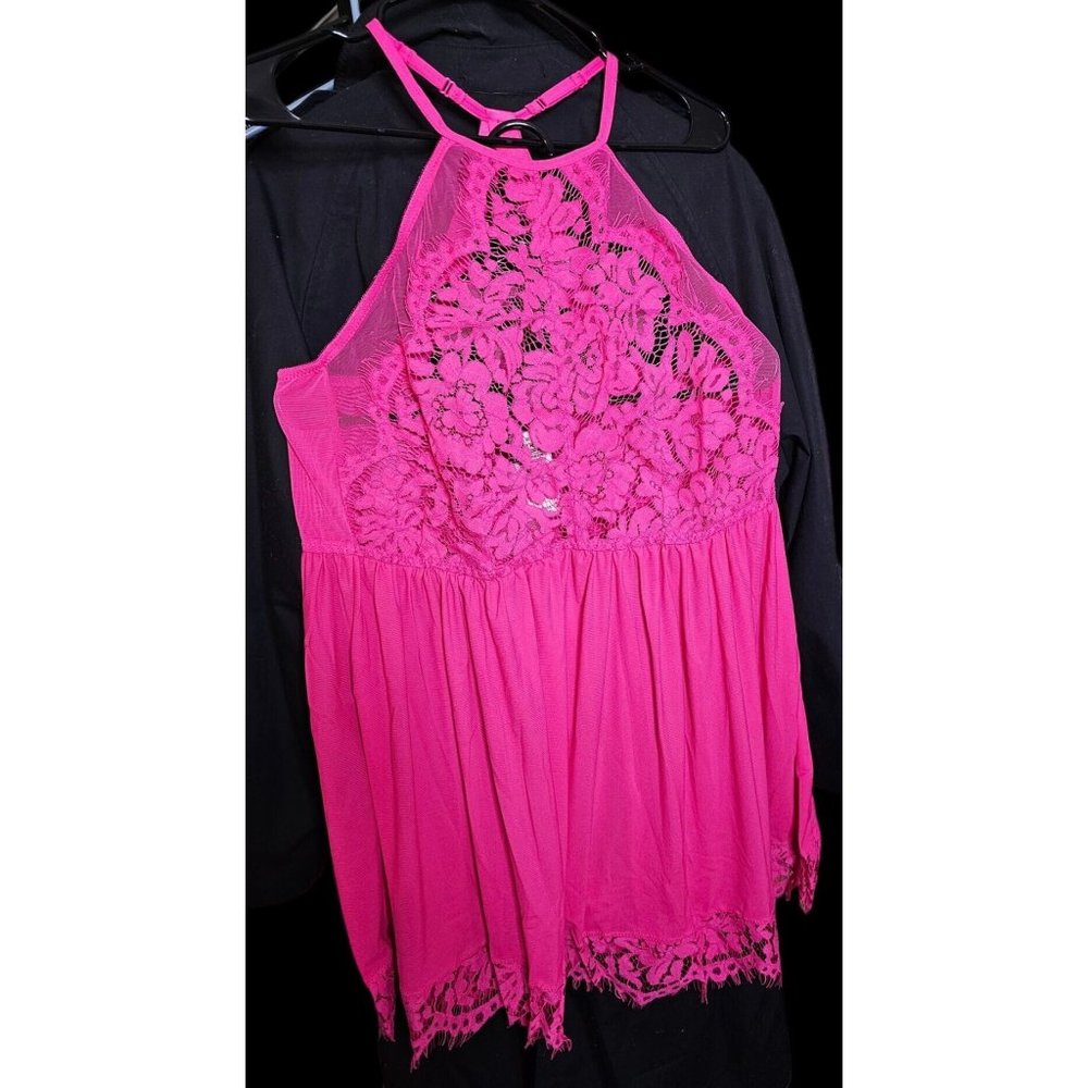 NWT Torrid Pink Lace Halter Babydoll Lingerie - Size 2 (18/20)